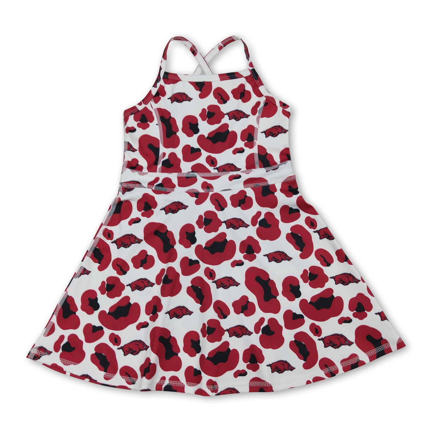Straps leopard hogs kids girls team athletic dresses