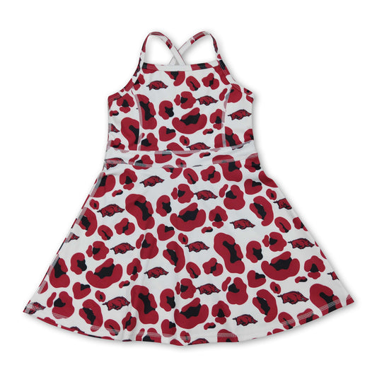 Straps leopard hogs kids girls team athletic dresses