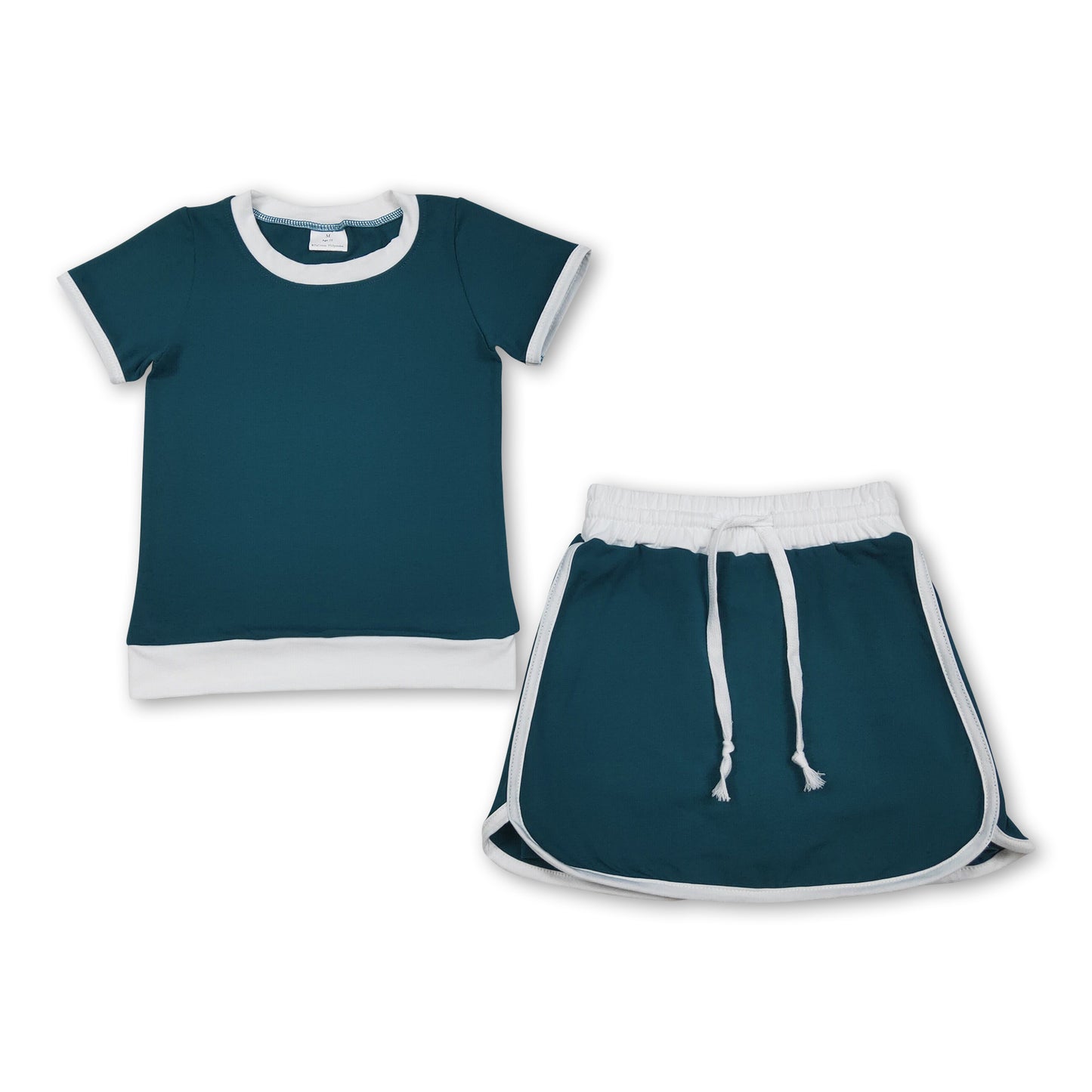 Short sleeves cotton top skirt kids girls summer outfits