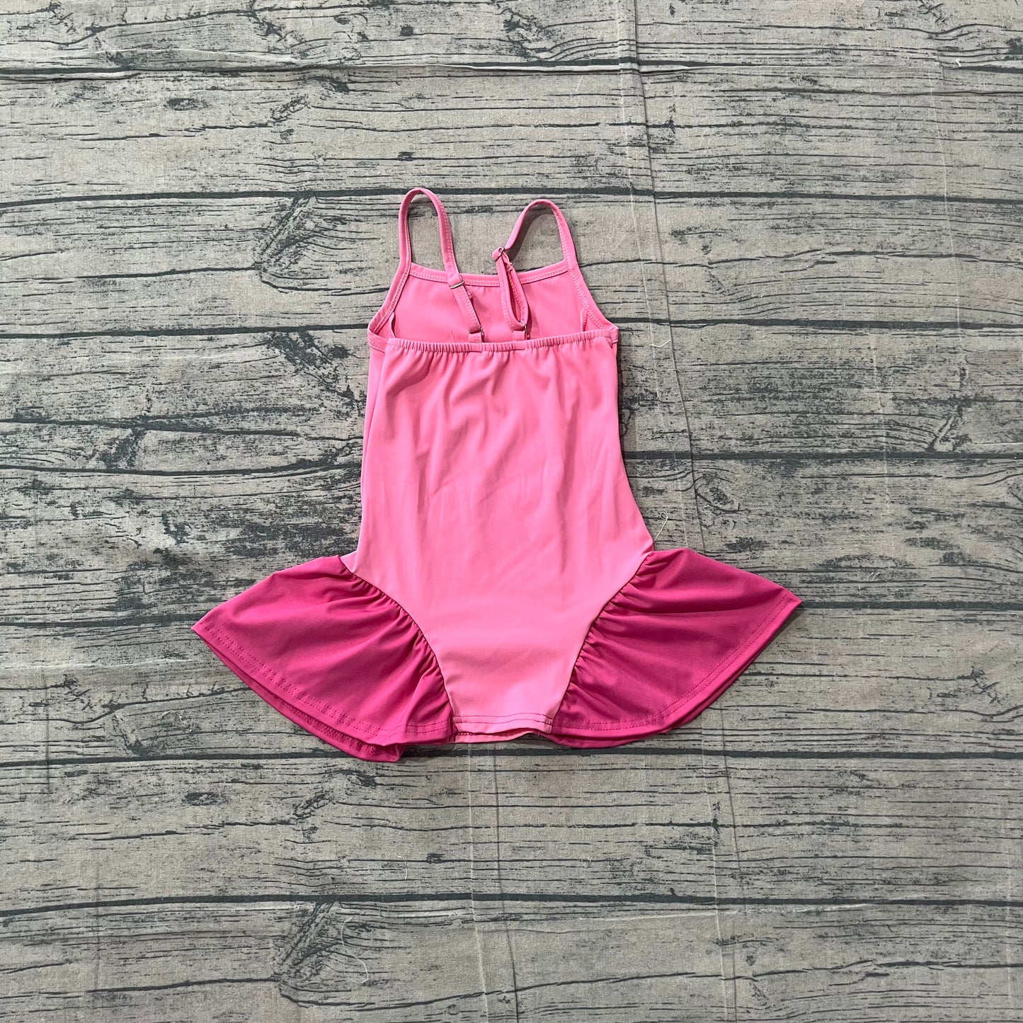 Straps pink patchwork kids girls summer athletic dresses
