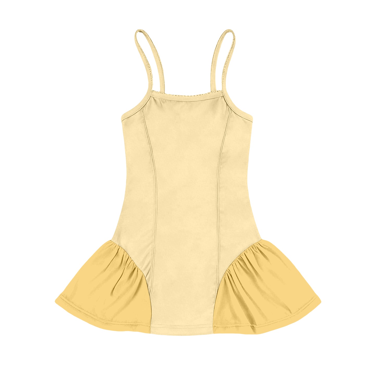 Straps yellow patchwork kids girls summer athletic dresses