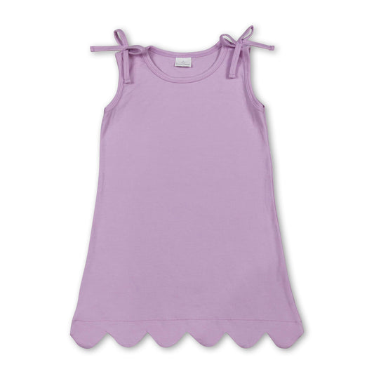 Sleeveless cotton scallop girls summer dress
