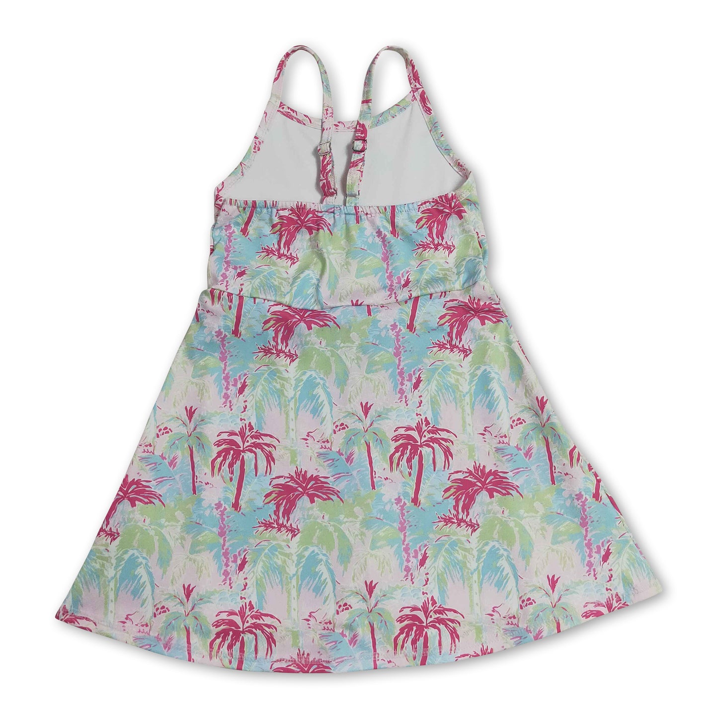Straps colorful trees kids girls summer athletic dresses