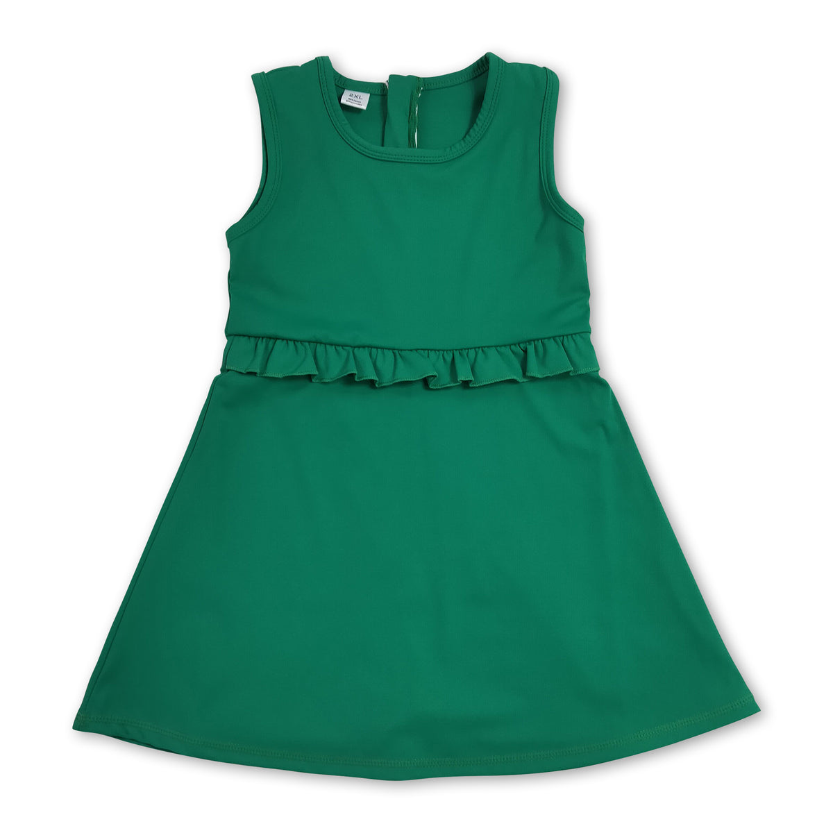 Sleeveless green ruffle kids girls summer athletic dress