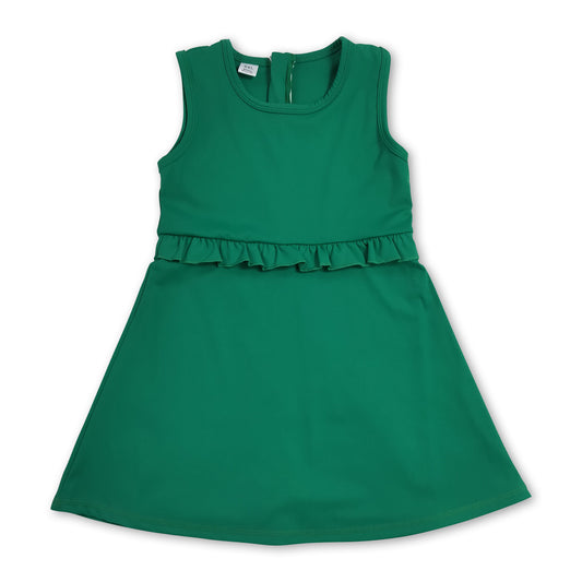 Sleeveless green ruffle kids girls summer athletic dress