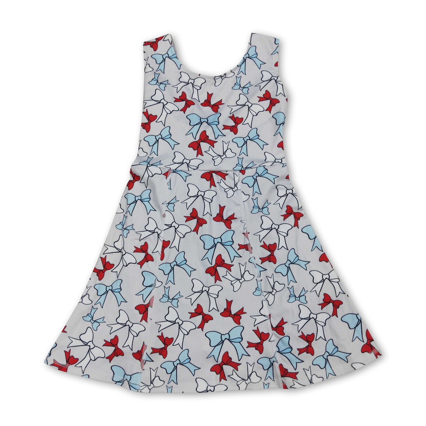 Sleeveless bows kids girls summer athletic dresses