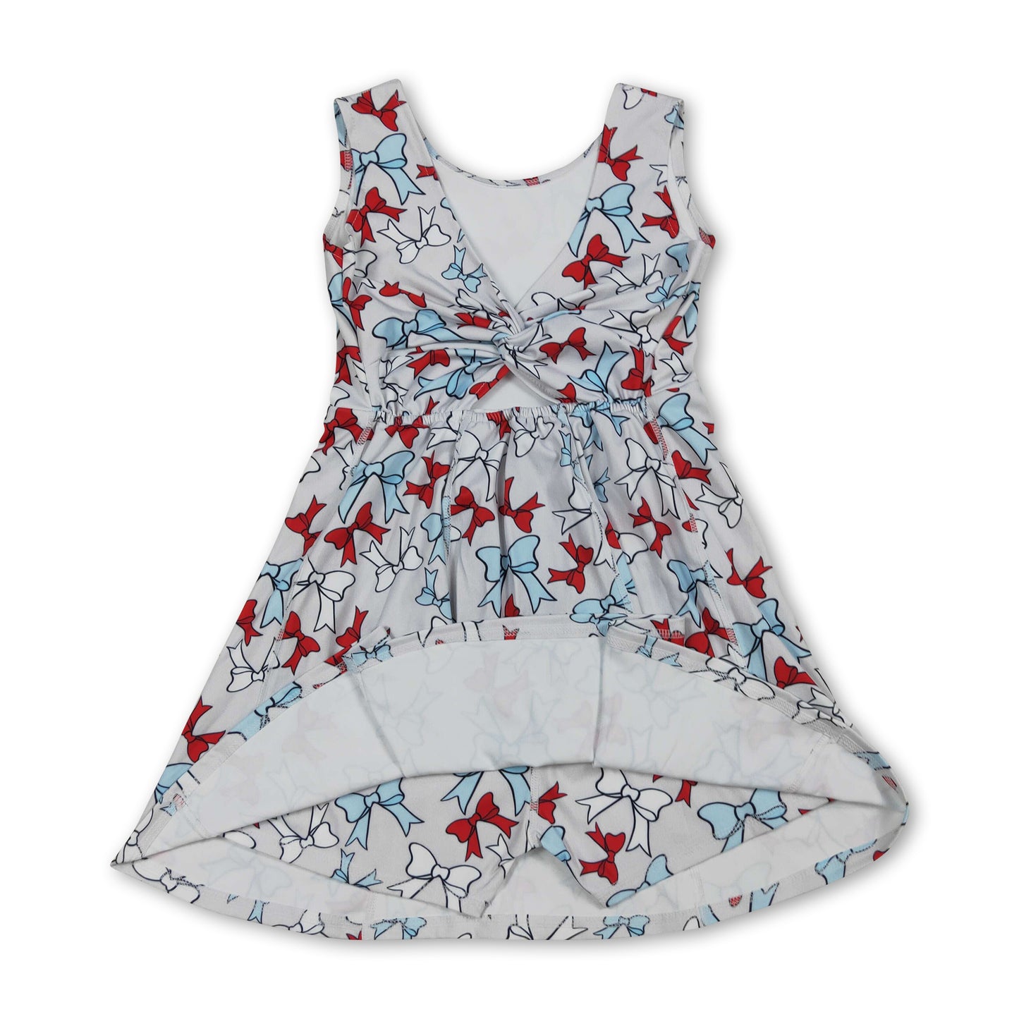 Sleeveless bows kids girls summer athletic dresses