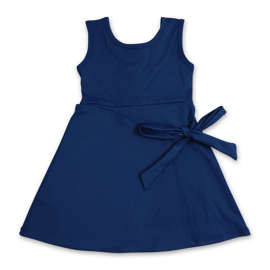 Sleeveless navy kids girls summer athletic dresses