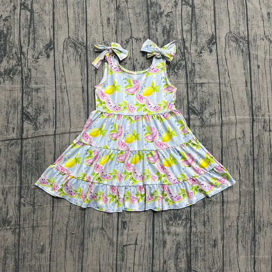 Sleeveless lemon watermelon kids girls summer dress