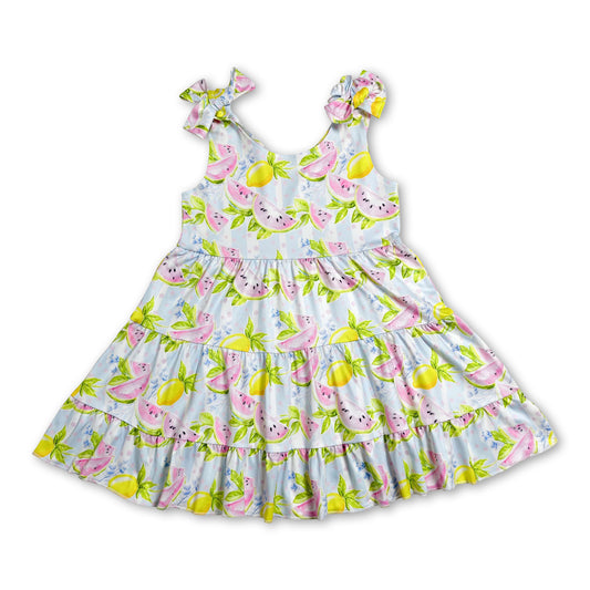 Sleeveless lemon watermelon kids girls summer dress