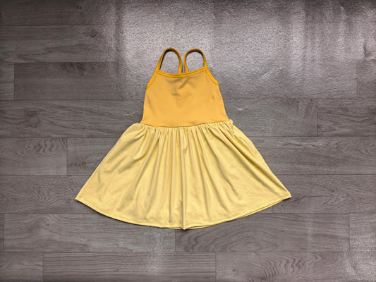 Light dark yellow straps kids girls summer athletic dress