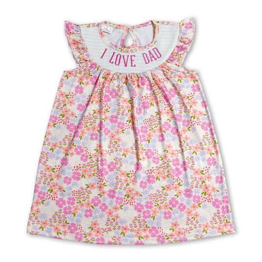 I love dad flutter sleeves floral kids girls dresses