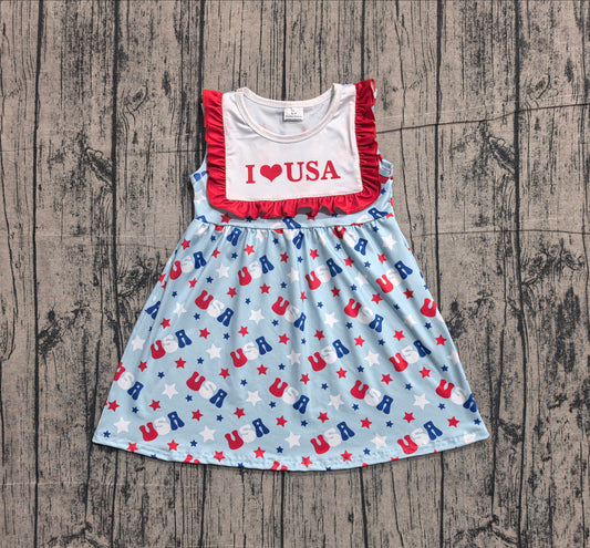 I love USA ruffle stars baby girls 4th of july dress