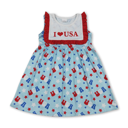 I love USA ruffle stars baby girls 4th of july dress