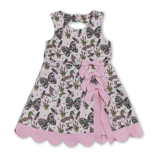 Sleeveless camo bow duck scallop kids girls athletic dress