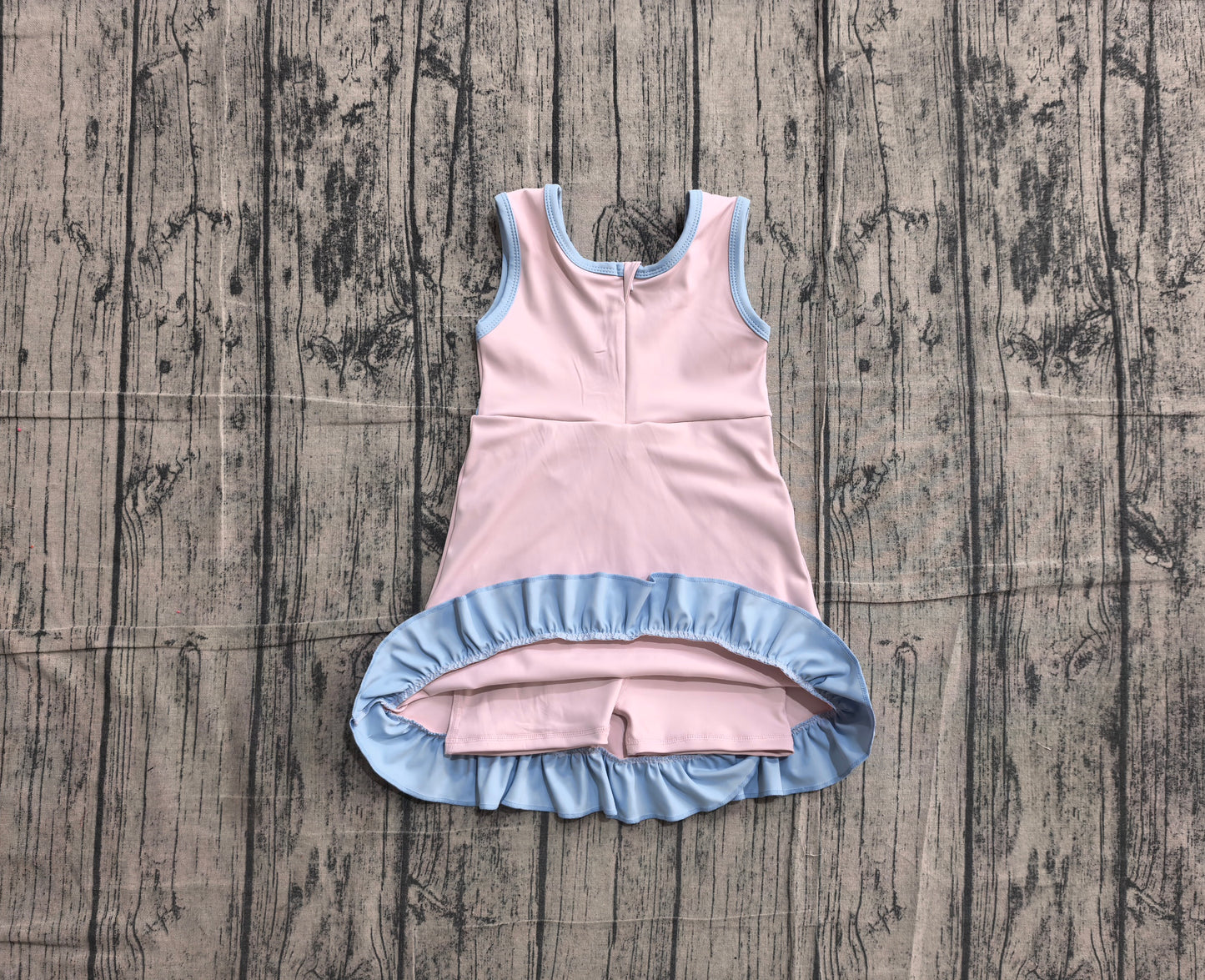 Sleeveless light pink scallop kids girls athletic dress