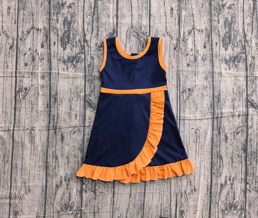 Sleeveless navy scallop team girls athletic dresses