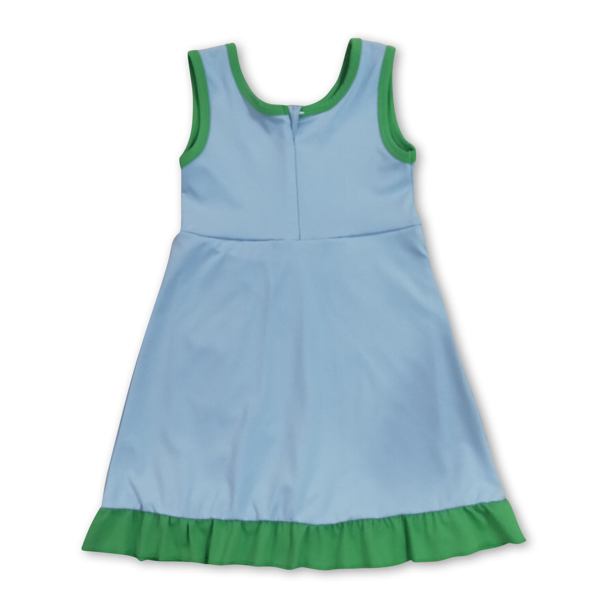 Sleeveless light blue green ruffle girls athletic dress