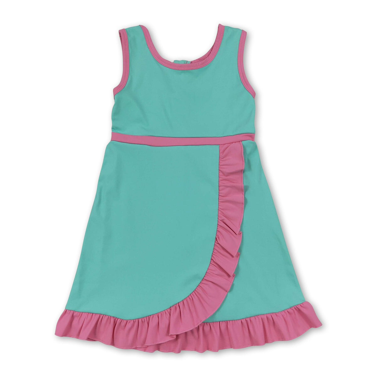 Sleeveless mint pink scallop girls athletic dress