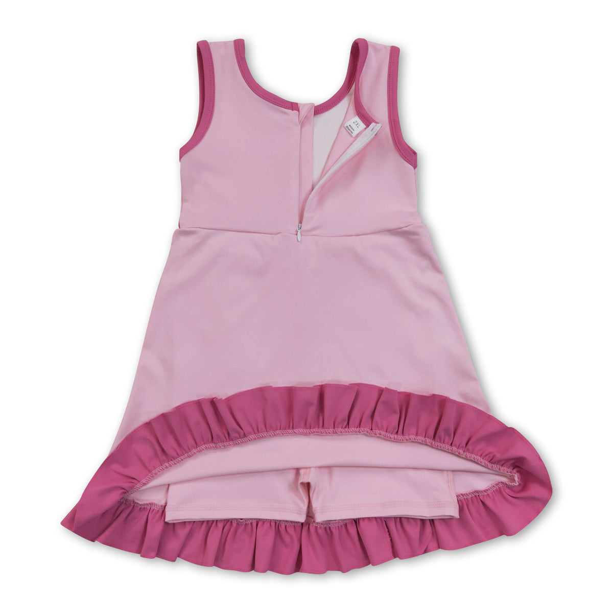 Sleeveless hot pink ruffle girls athletic dresses