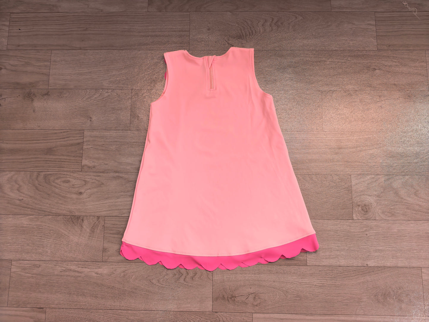 Sleeveless pink scallop cotton girls summer dress