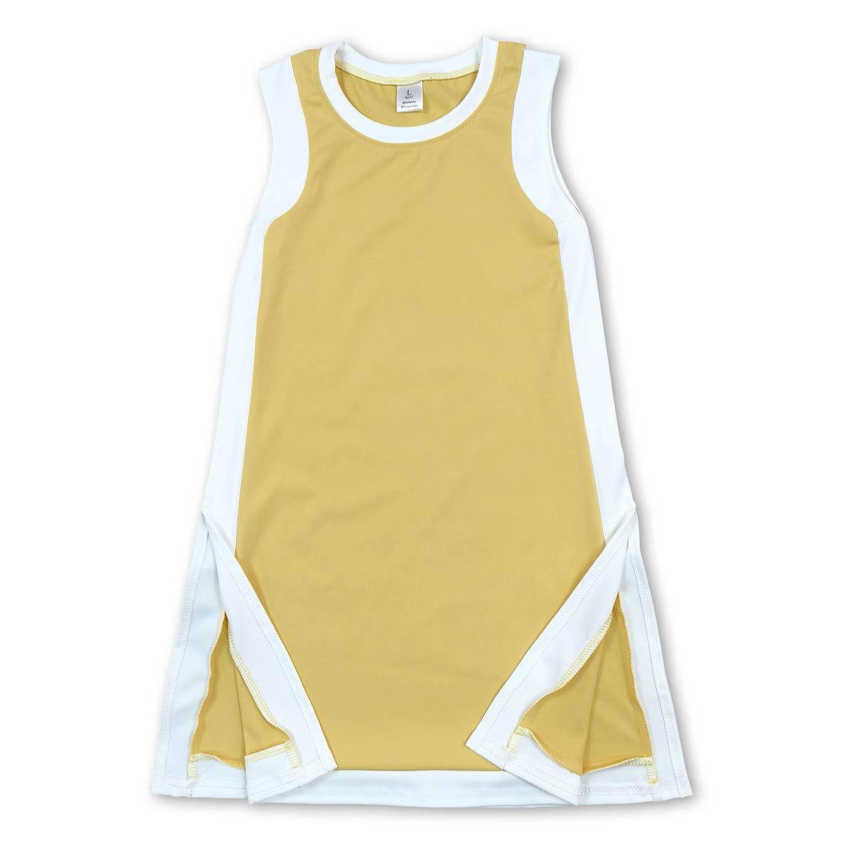 Sleeveless yellow white kids girls athletic dresses
