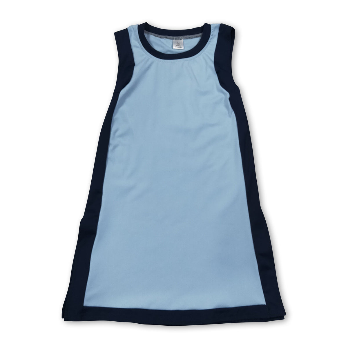 Sleeveless light blue navy kids girls athletic dresses