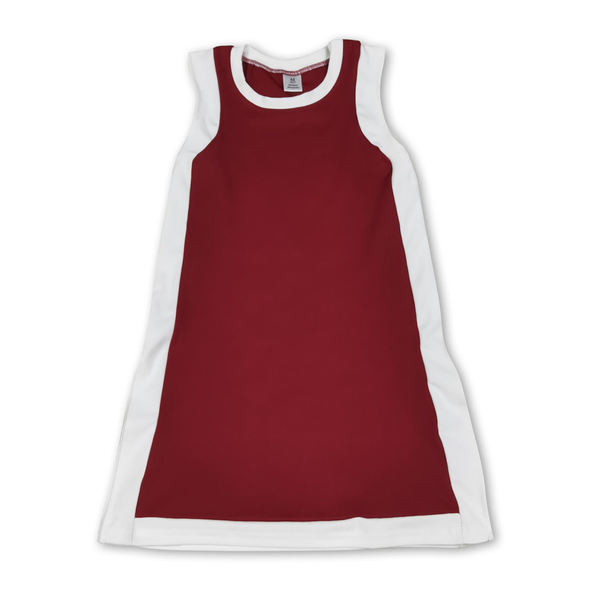 Sleeveless maroon white kids girls athletic dresses