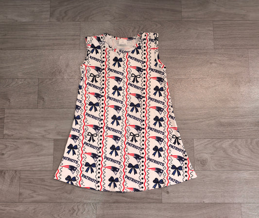 Sleeveless navy bow kids girls team summer dress
