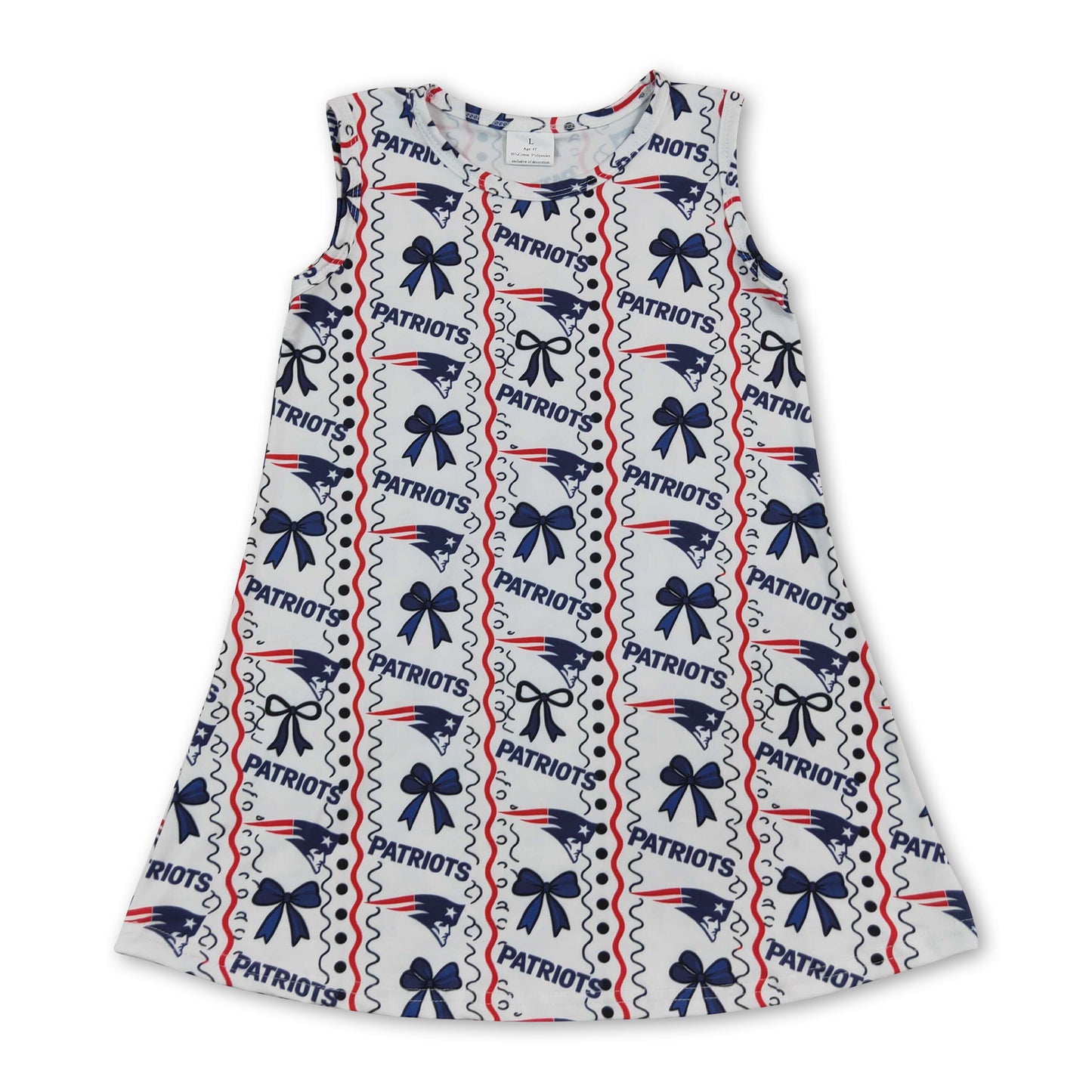 Sleeveless navy bow kids girls team summer dress