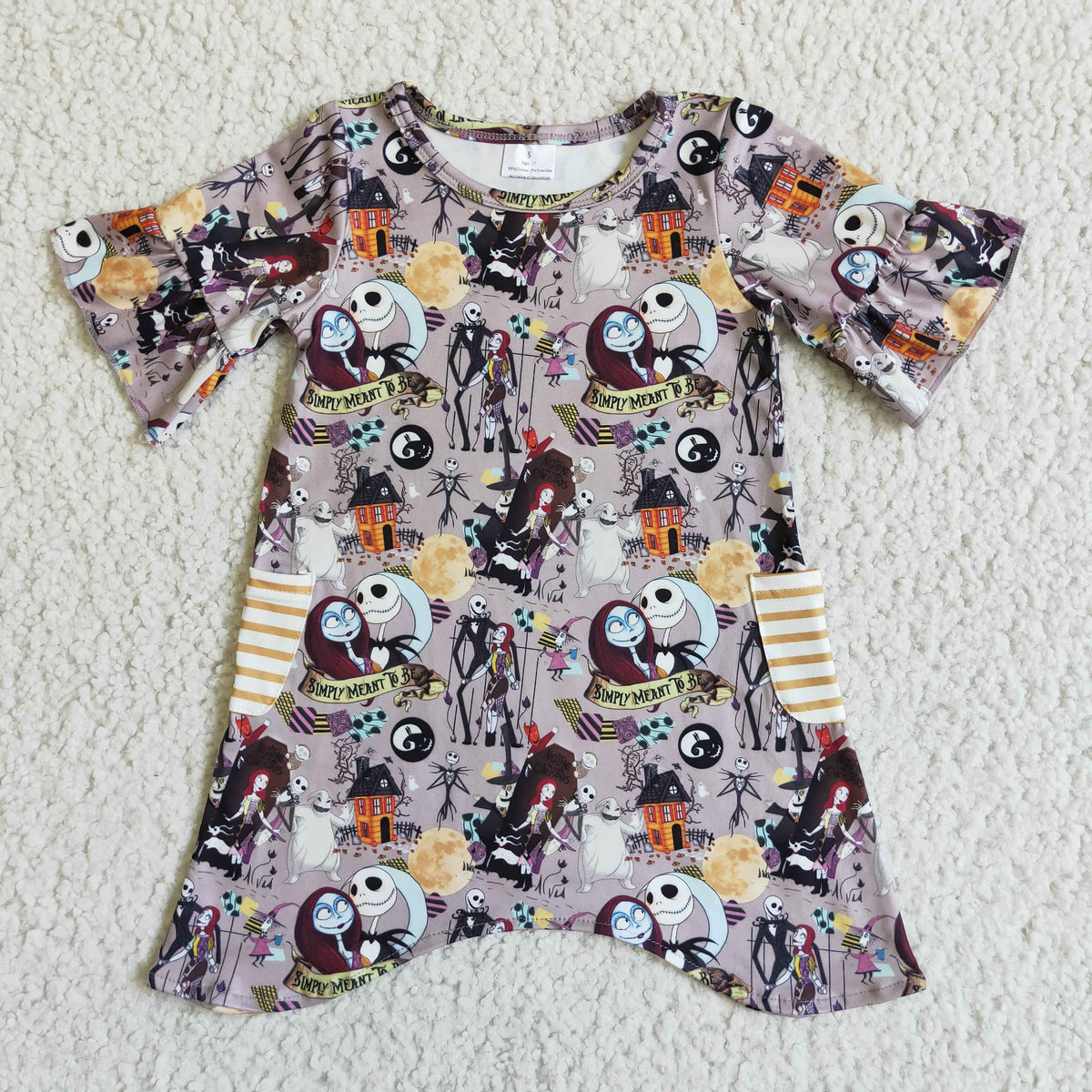 Short sleeve pocket kids girls Halloween dresses