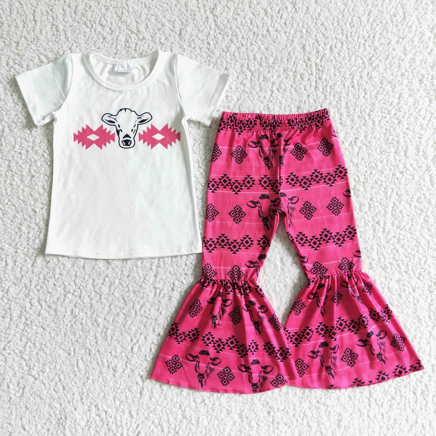 Aztec cow print girls children clothing set