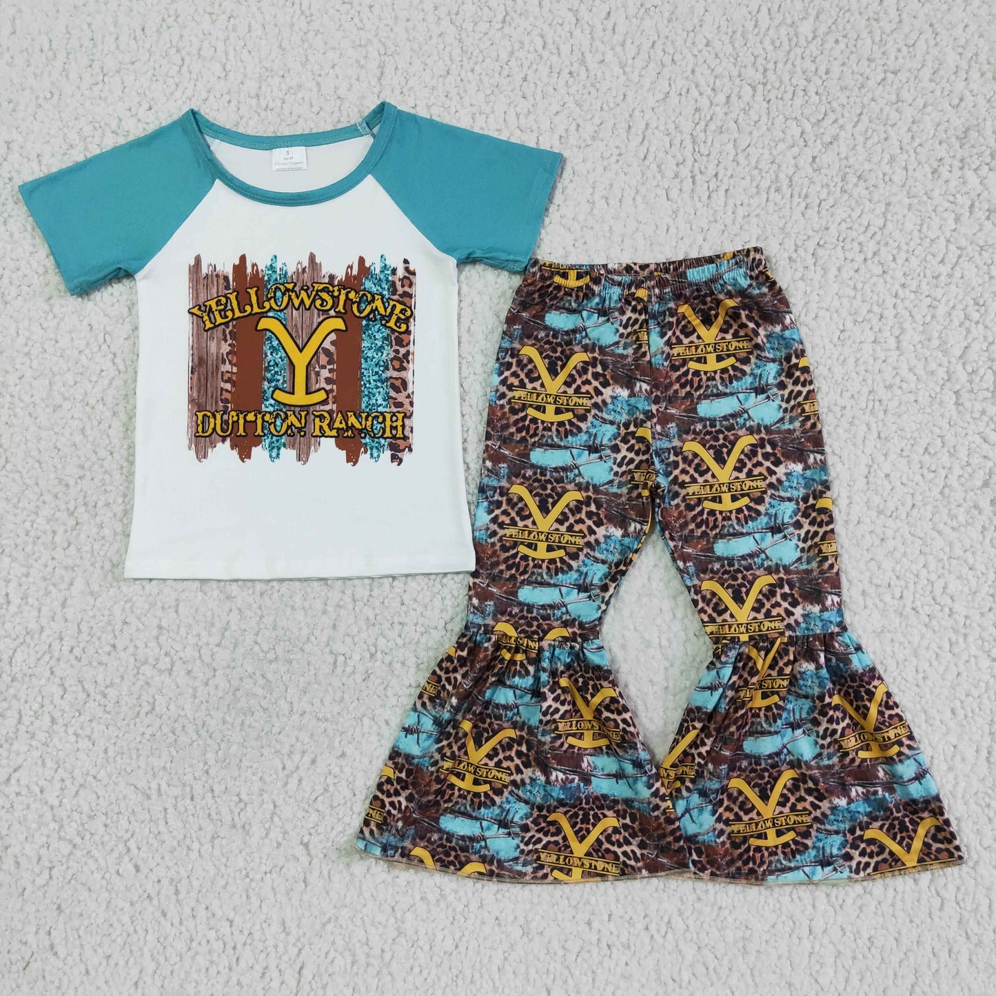 Raglan shirt bell bottom pants children singer clothing set