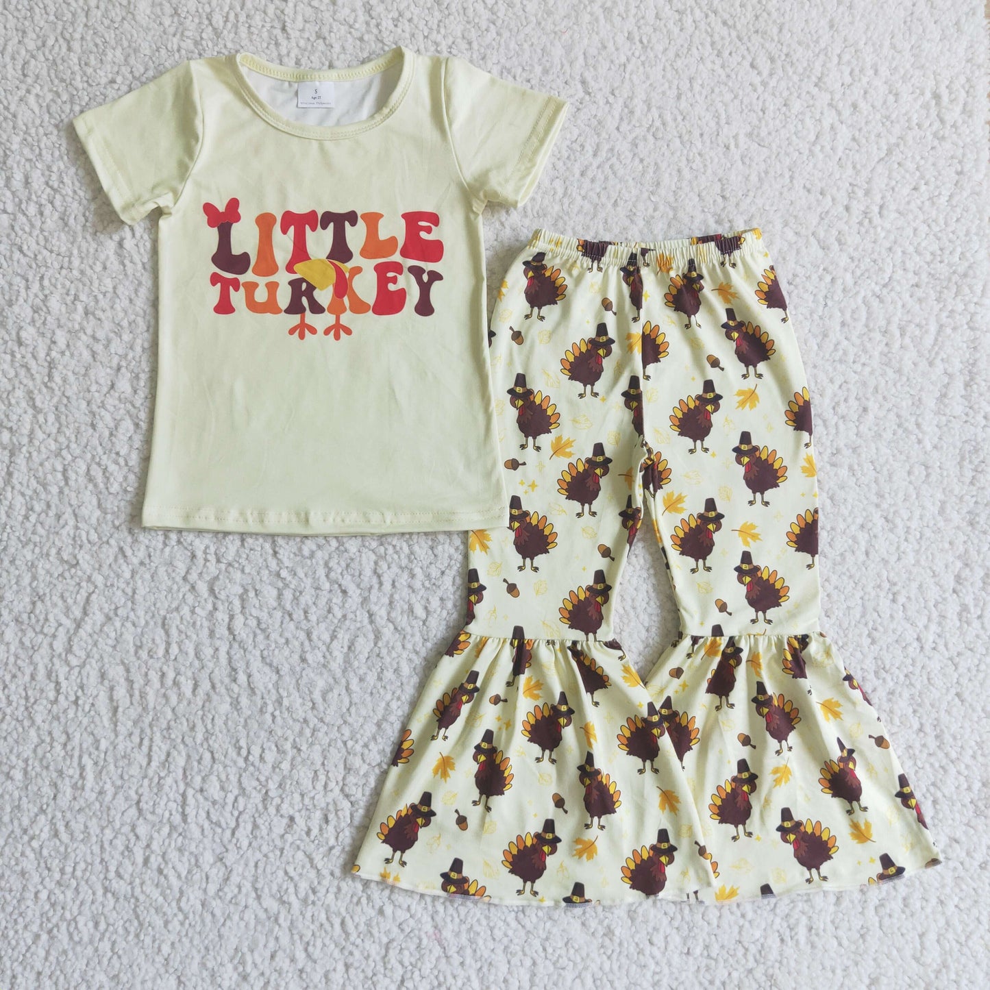 Little turkey kids girls Thanksgiving clothing set