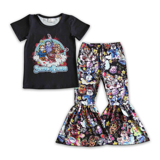 Scare bears shirt bell bottom pants girls Halloween set