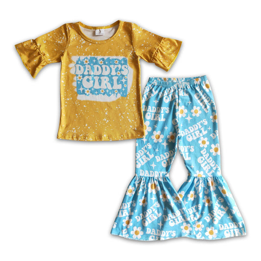 Daddy's girls shirt floral pants girls clothing set