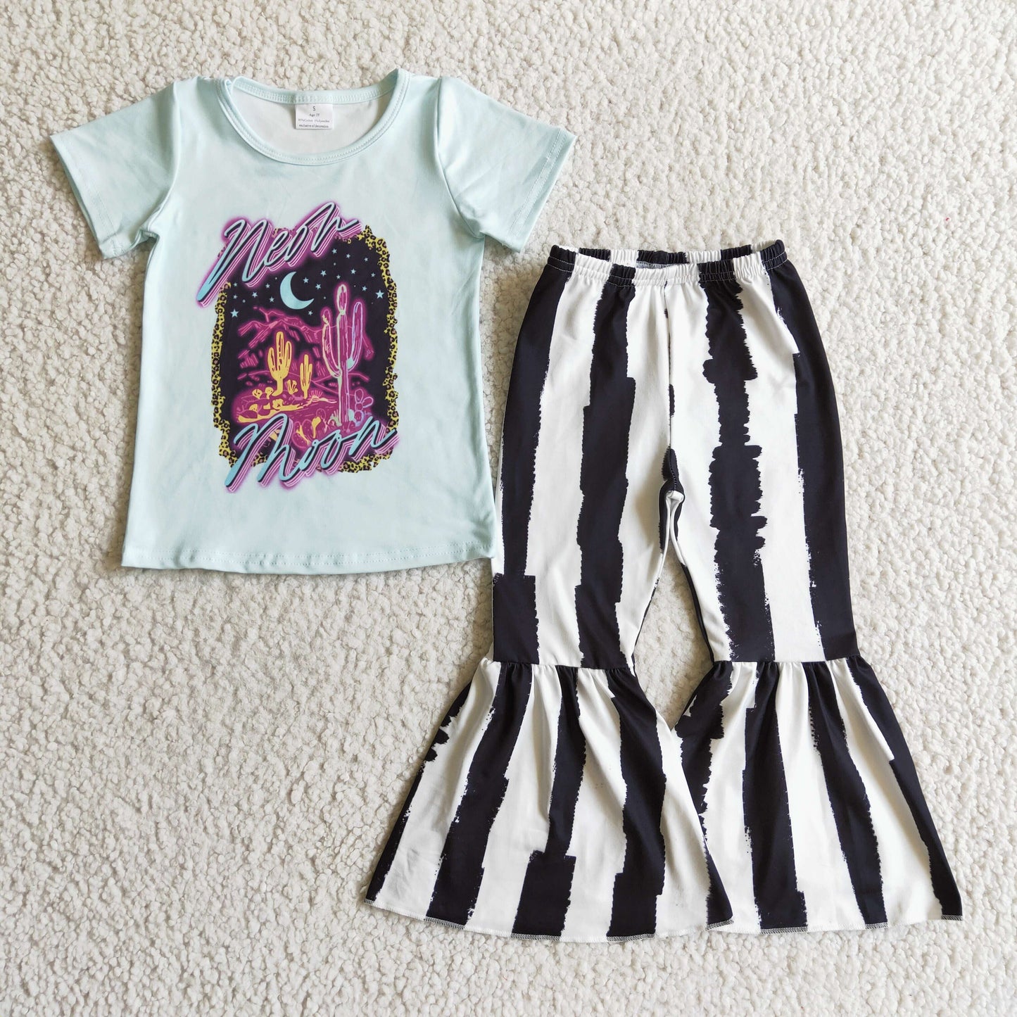 Cactus moon shirt stripe pants girls western clothes