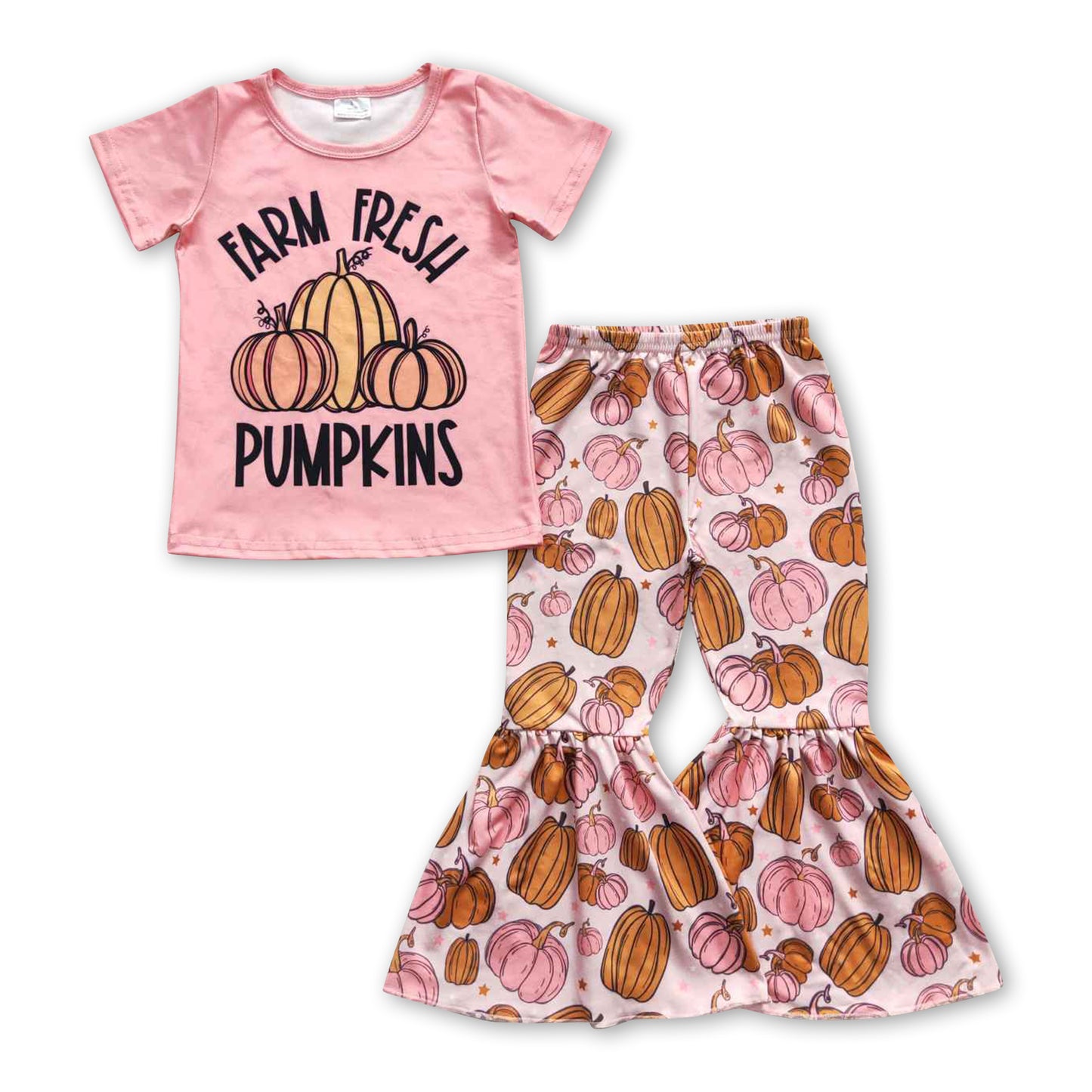 Farm fresh pumpkin shirt pants kids girls fall clothes