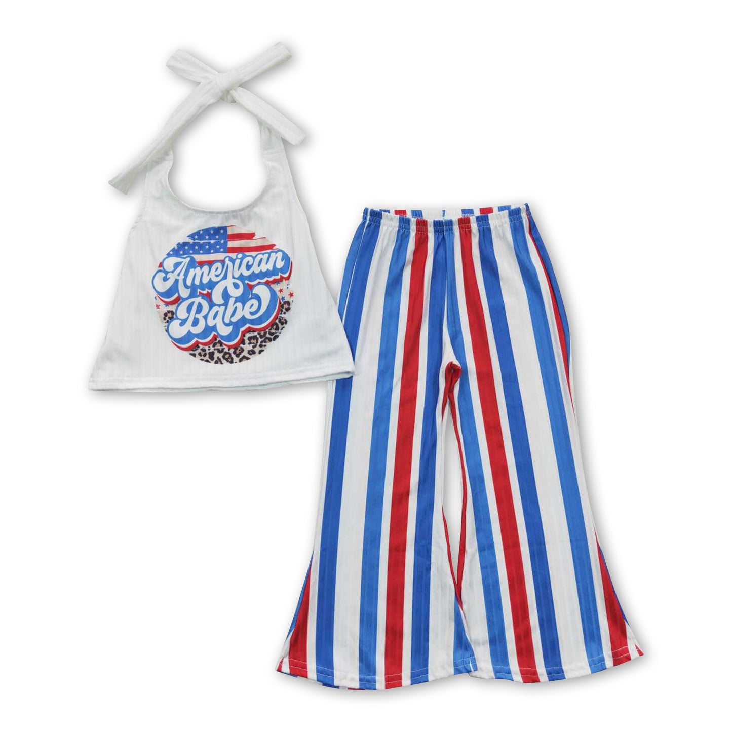 American babe halter top stripe pants girls 4th of july clothes