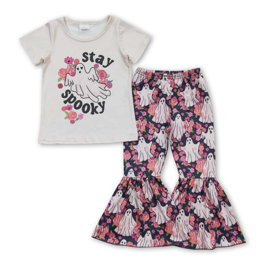 Stay spooky ghost floral kids girls Halloween clothes