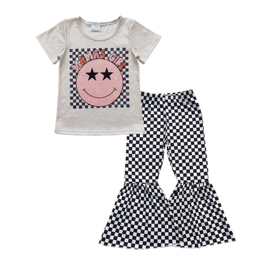 Smile mama's girl top plaid pants girls clothes