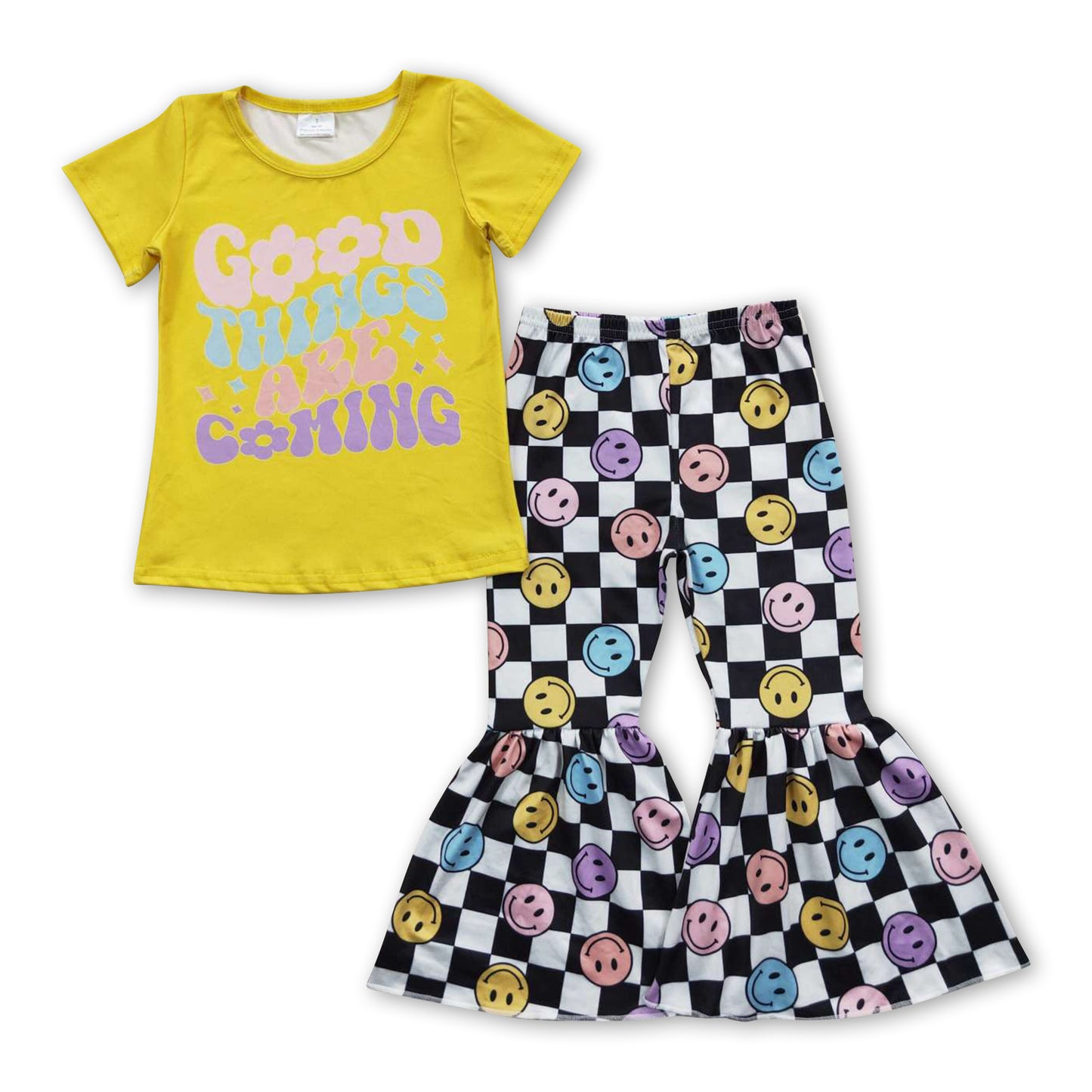 Good things are coming smile pants girls clothes