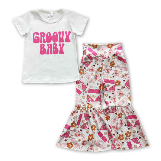 Groovy baby smile shirt floral camping pants girls outfits