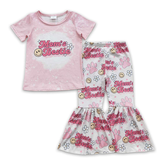 Mom's bestie smile floral kids girls clothing set