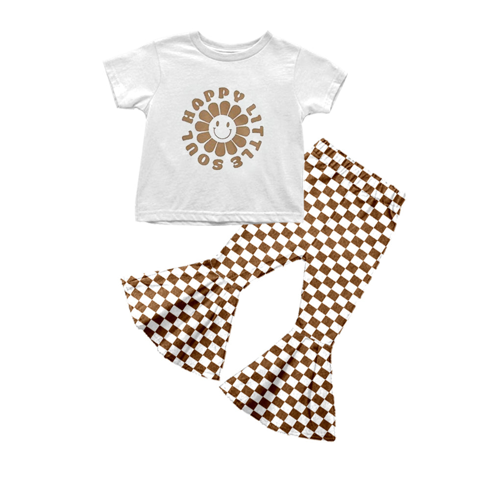 Happy little soul top plaid pants girls clothing set