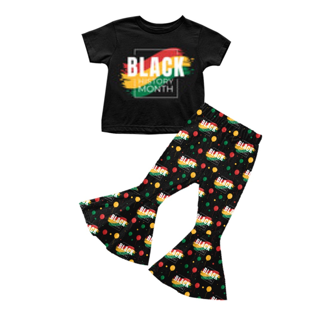 Black red yellow green top pants kids girls clothes