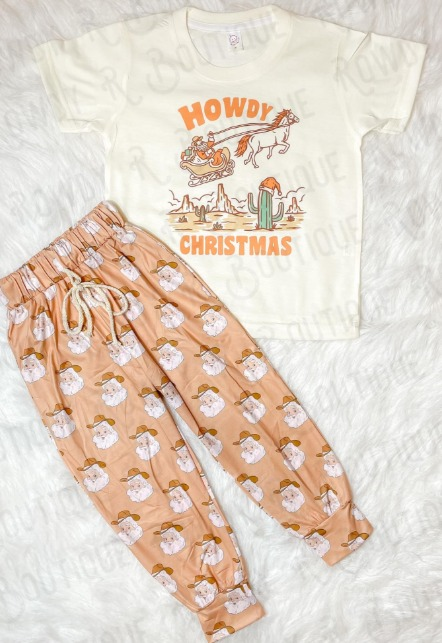 Howdy Christmas cactus santa baby kids clothing set