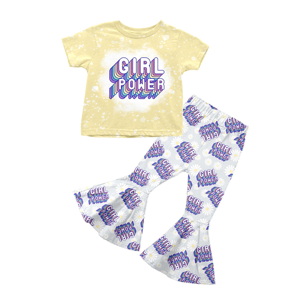 Girl power bleached top daisy pants baby kids outfits