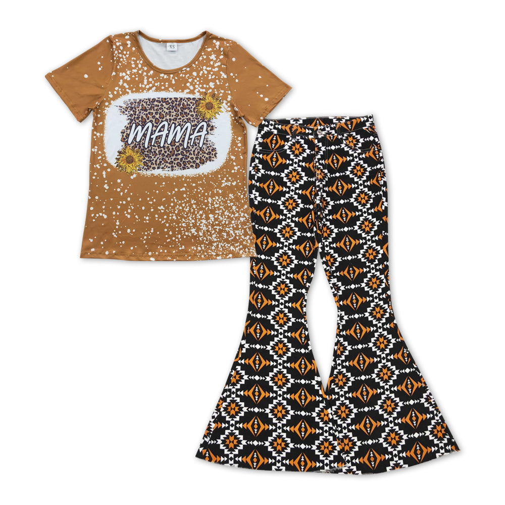 Leopard mama top aztec jeans adult women clothes