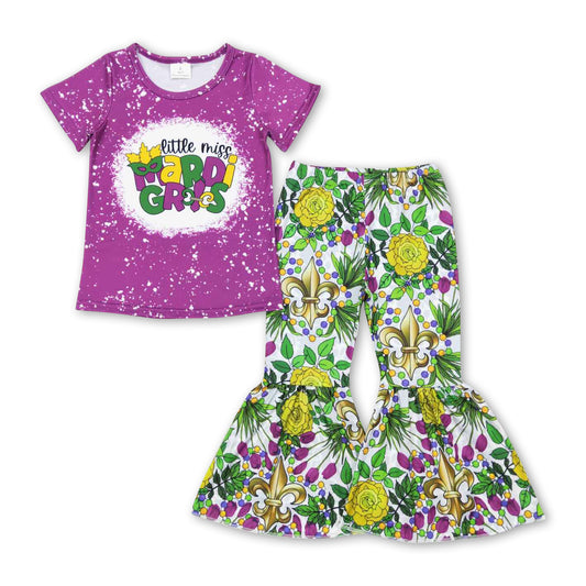 Little miss mardi gras top bell bottom pants girls clothes